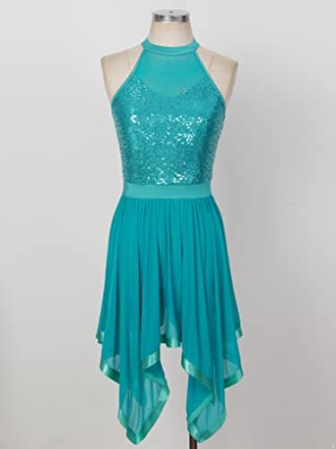 Women's Sleeveless Halter Neck Sequin Dance Costume