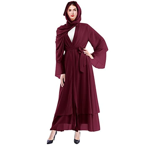 OBEEII Women Muslim Chiffon Maxi Dress