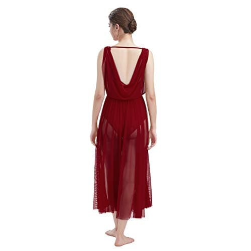 Contemporary Dance Costume for Women - V-Neck Backless Leotard with Tulle Skirt