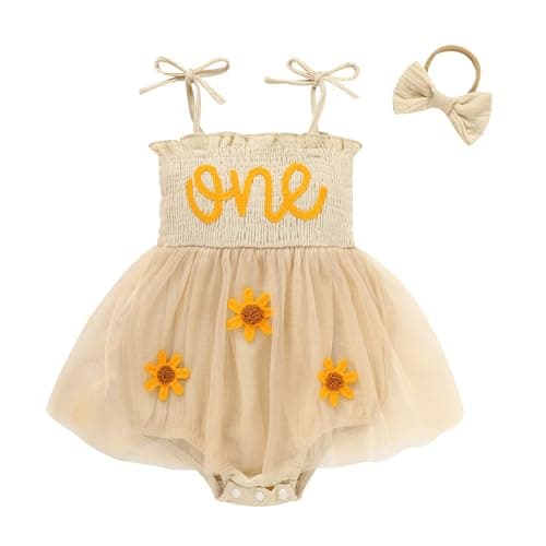 TITKKOP Baby Girl 1st Birthday Tulle Romper Sleeveless Bodysuit Cake Smash Outfits