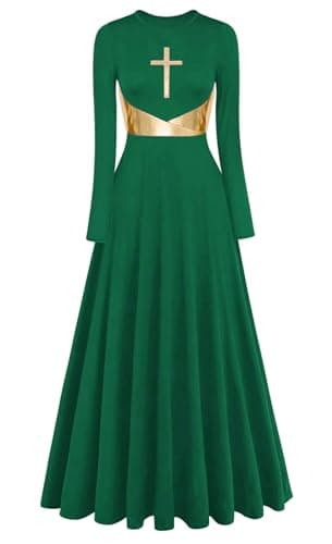 Z&X Women's Modern Worship Long Dresses Liturgical Metal Color Block Dance Robe