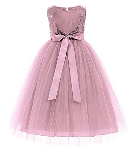 ekidsbridal Heart Cutout Sequin Flower Girl Dress