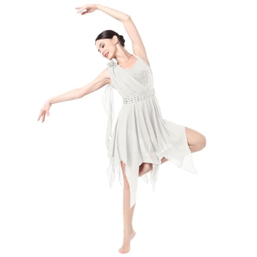 ODASDO Women's Modern Lyrical Dance Costumes - Sequin Chiffon Handkerchief Dress