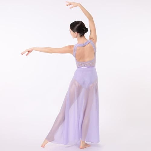 Lyrical Dance Costume for Women - Leotard and Long Wrap Skirt