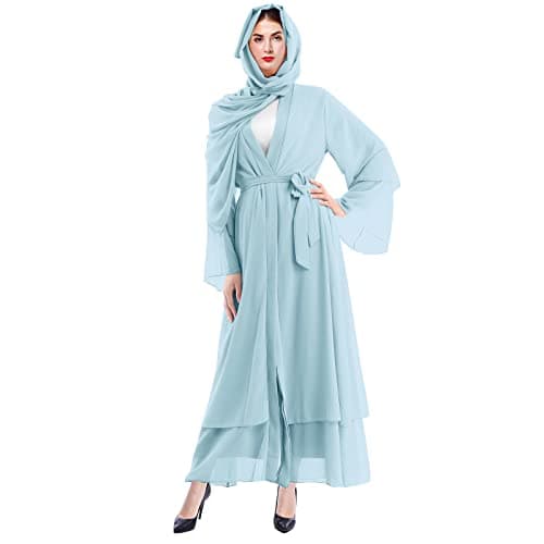 OBEEII Women Muslim Chiffon Maxi Dress