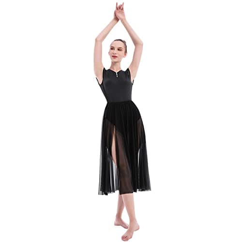 ODASDO Women's Modern Contemporary Dance Costumed Maxi Split Mesh Dress