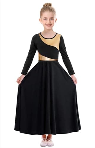 ZYACTU Girls' Metallic Liturgical Dance Dress for Worship and Choir Costumes