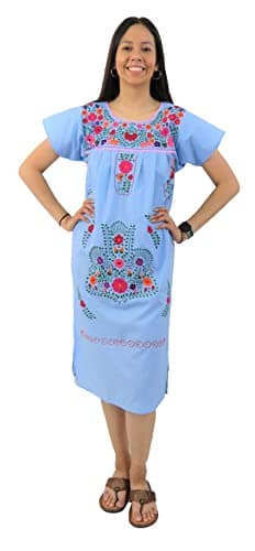 Leos Imports Hand Embroidered Mexican Dress Puebla