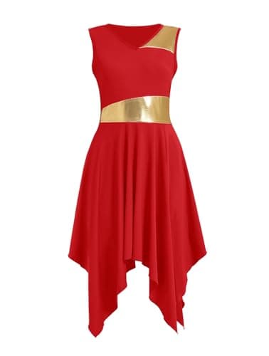 ZYACTU Women's V-Neck Sleeveless Praise Dance Liturgical Dress Lyrical Worship Costumes