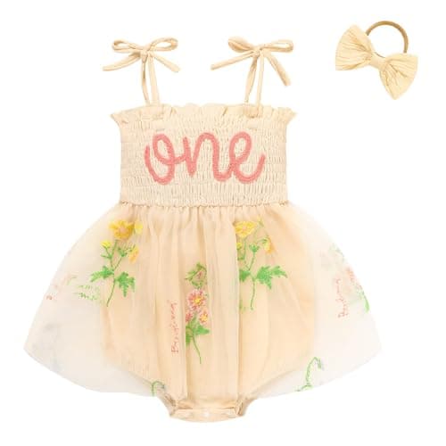 TITKKOP Baby Girl 1st Birthday Tulle Romper Sleeveless Bodysuit Cake Smash Outfits