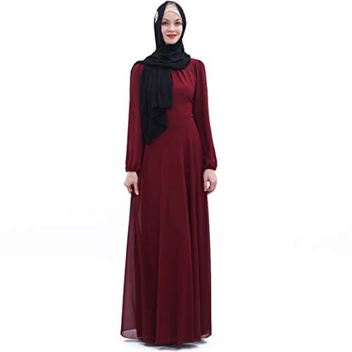 BooW Women's Chiffon Flowy Maxi Abaya Dress