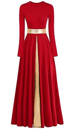 ELLYDOOR Women's Praise Dance Metallic Waistband Long Swing Robe