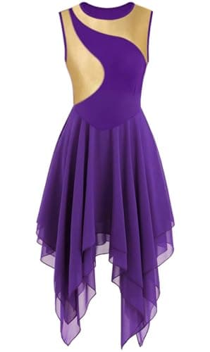 ELLYDOOR Gold Color Block Sleeveless Flowy Skirt Dance Tunic Costumes