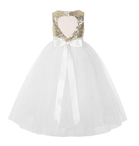 ekidsbridal Heart Cutout Sequin Flower Girl Dress