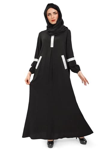 DAZCOS Women's Modest Abaya Dress with Hijab Long Sleeve Arabian Robe
