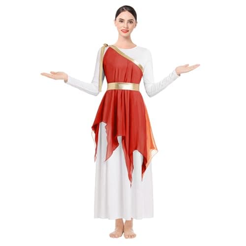 ODASDO Women's White Long Sleeve Maxi Dance Costume + Wrap Skirt