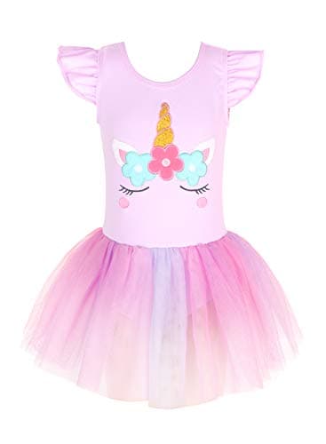 Unicorn Tutu Ballet Leotards for Toddlers Girls Cotton Tulle Skirts