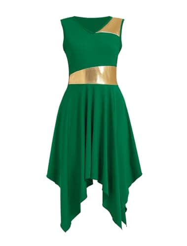 ZYACTU Women's V-Neck Sleeveless Praise Dance Liturgical Dress Lyrical Worship Costumes