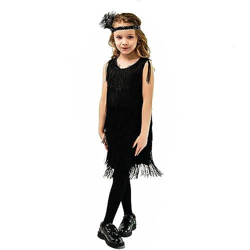 ODASDO 1920s Flapper Salsa Latin Dance Costume with Feather Headband