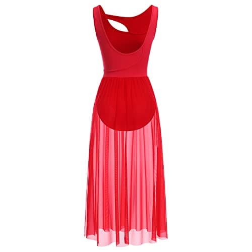 Women's Contemporary Lyrical Dance Costumes - Sleeveless Cut-Out Mesh Tulle Maxi Dress (XS-XL)