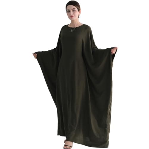 Muslim Abaya Dress for Women | Arabian Prayer Robe with Batwing Maxi Kaftan