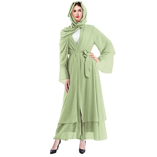 OBEEII Women Muslim Chiffon Maxi Dress