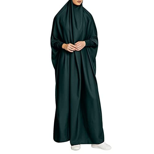 Simple Muslim Women's Maxi Dress with Hijab