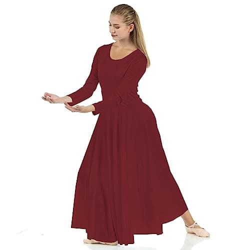 Danzcue Women's Loose Fit Full-Length Long Sleeve Dance Dress