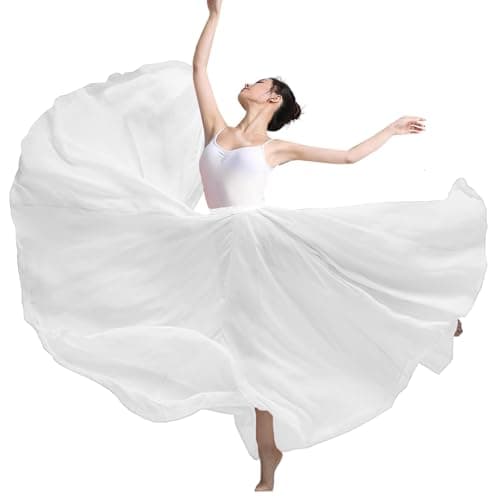 TLMNU Women's Gradient Chiffon Long Swing Skirt for Modern Ballet Performance
