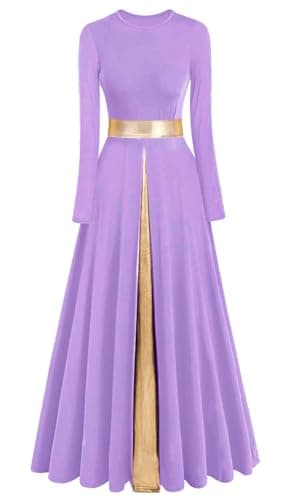 ELLYDOOR Women's Praise Dance Metallic Waistband Long Swing Robe
