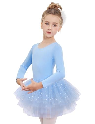 Zaclotre Girls 4-Layer Tiered Long Sleeve Dance Tutu Dresses