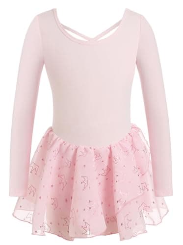 Phineein Girls' Sparkle Ballet Leotard with Skirt