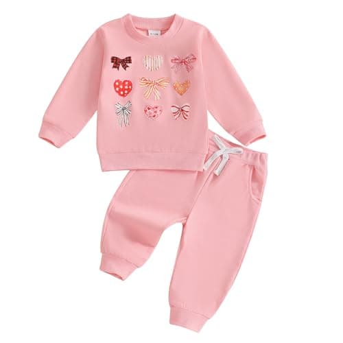 SAYOO Baby Birthday Girl Sweatshirt & Pants Embroidery Print Fall Outfit
