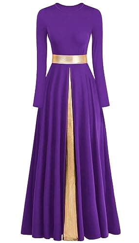 ELLYDOOR Women's Praise Dance Metallic Waistband Long Swing Robe