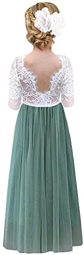 2Bunnies Girl's Rose Lace Back A-Line Tutu Party Dress