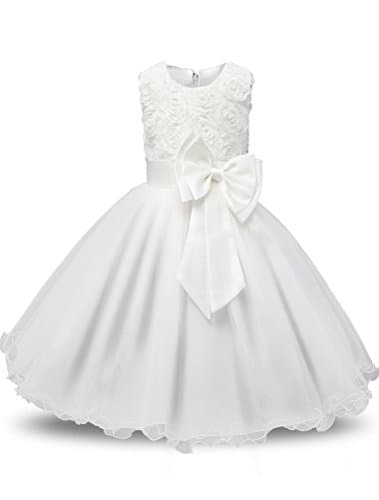 Mallimoda Girl's Lace Tulle Flower Wedding Dress