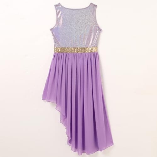IBAKOM Women's Metallic Lyrical Dance Dress with Tunic and Pants