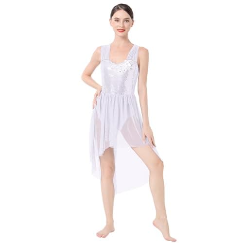 IBAKOM Women Shiny Sequins Flower Contemporary Dance Costume