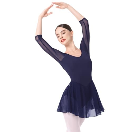 Women's 3/4 Sleeve Ballet Leotard with Skirt - Teens and Adults