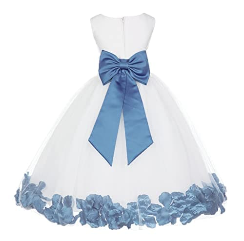 Ekid's Bridal Ivory Tulle Floral Petals Toddler Girl Dress 302T