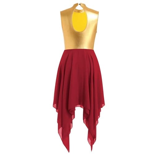 Women's Metallic Gold Chiffon Midi Dress