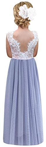 2Bunnies Girl's Rose Lace Back A-Line Tutu Party Dress