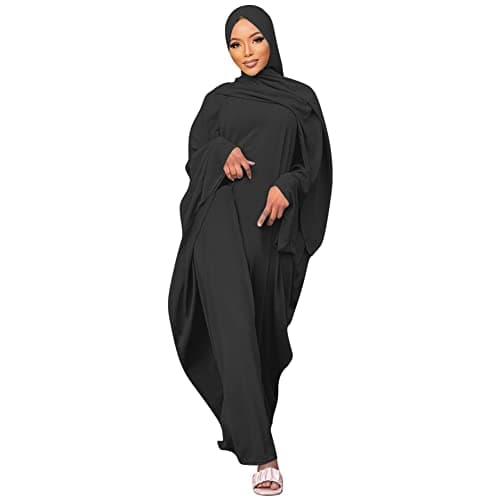 OBEEII Women's Islamic Abaya Dress with Hijab - Full Cover Maxi Robe