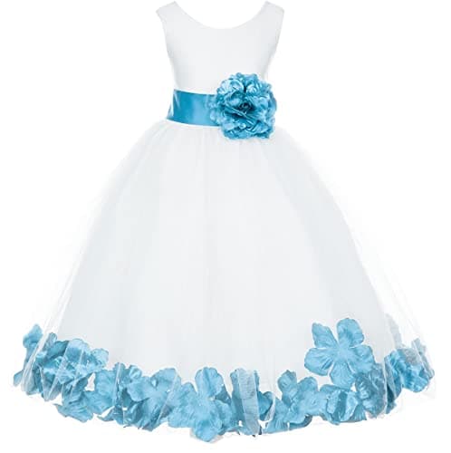 ekidsbridal White Floral Rose Petals Flower Girl Dress