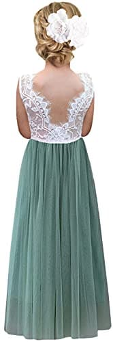2Bunnies Girl's Rose Lace Back A-Line Tutu Party Dress