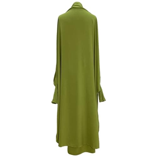 Zofocy Two-Piece Abaya Set for Muslim Women Elastic Sleeves Modest Prayer Dress