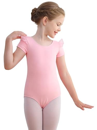 MdnMd Girls' Dance Leotard - Sleeveless Tank Mesh Cross Front