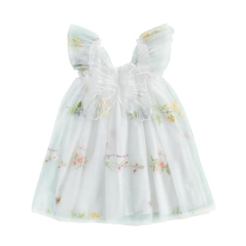 Shibaozi Toddler Flower Butterflies Sleeveless Romper Dress