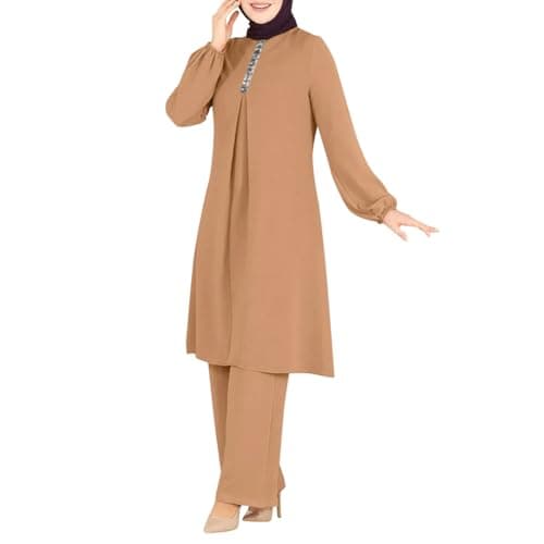 ODIZLI Women's Muslim Abaya Dress & Pants Set