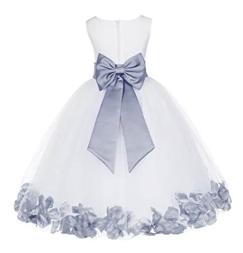 Ekid's Bridal Ivory Tulle Floral Petals Toddler Girl Dress 302T